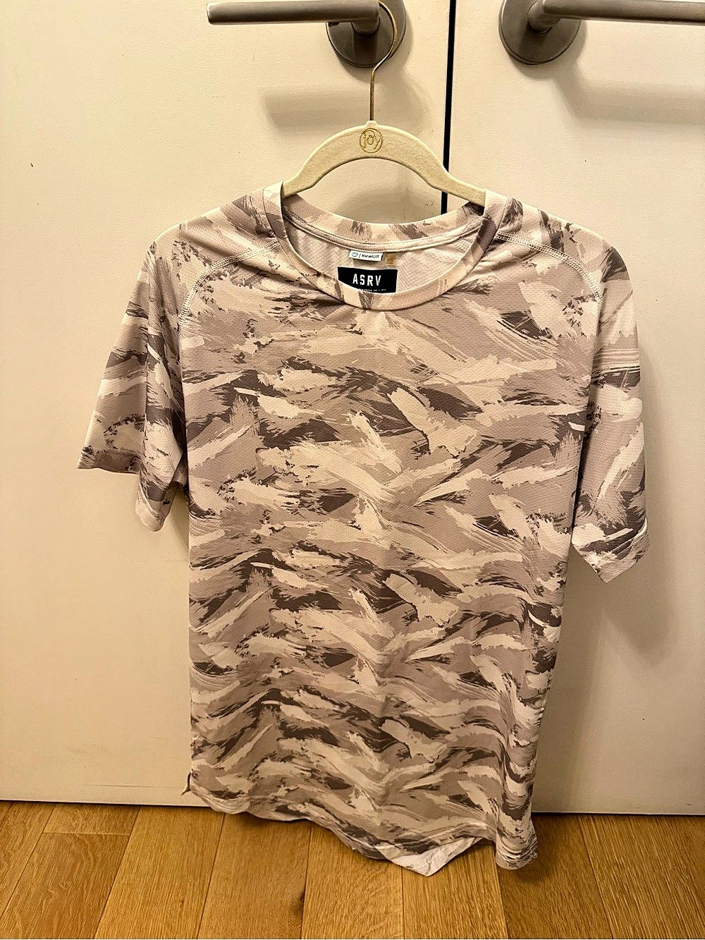 ASRV Technical Sportswear EST. 112.13 Abstract Athletic Tee in Pink & Brown Size